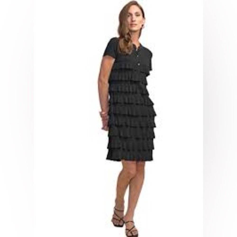 NWT Cache Cache Tiered Ruffle Mini Dress in City Grey Size XS New